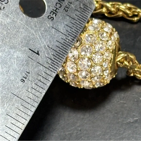 Vintage Joan Rivers Pave' Crystal Ball Necklace Foxtail Chain 30" Long Goldtone - Picture 11 of 16